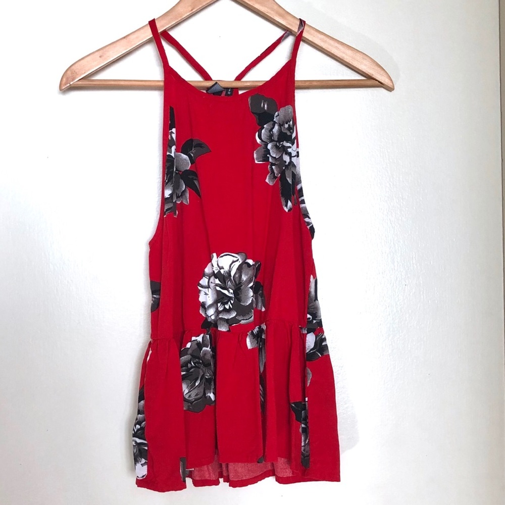 Volcom Red Floral Tank Top